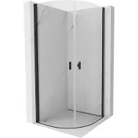 Mexen Mist halve ronde douchecabine scharnierend 80 x 80 , transparant, zwart - 8A31-080-080-70-00