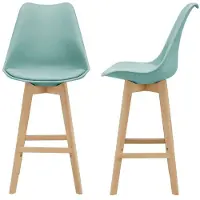 Helloshop26 Set van 2 barkrukken met rugleuning en voetsteun 105 cm groen