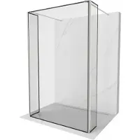 Mexen Kioto vrijstaande douchewand 130 x 30 x 30 , zwarte frame, geborsteld nikkel - 800-130-030-222-97-70-030
