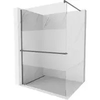 Mexen Kioto+ douchewand met plank Walk-in 70 x 200 , transparant/matglas, geweer metaal - 800-070-121-95-35