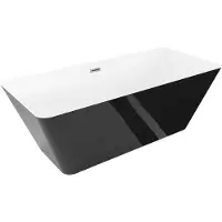 Mexen Velo Slim vrijstaande badkuip 170 x 75 , wit/zwart, overloop geborsteld nikkel - 52811707575-97