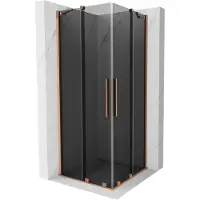 Mexen Velar Duo schuifdouchecabine 80 x 80 , grafiet, geborsteld koper - 871-080-080-42-65