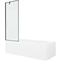 Mexen Vega rechthoekig bad 150 x 70 met ombouw en 1-delig scherm 70 , zwart patroon - 550115070X9507007070
