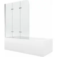 Mexen Vega rechthoekig bad 150 x 70 met omkasting en 3-delige scherm van 120 , transparant, chroom - 550115070X9012030100