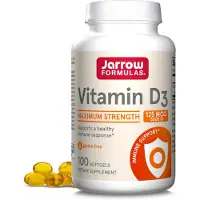 Jarrow Formulas , Vitamine D3, 125 mcg (5.000 IU), 100 Zachte capsules