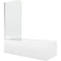 Mexen Vega rechthoekig bad 170 x 70 met ombouw en 1-vleugelig scherm 80 , transparant, chroom - 550117070X9008010100