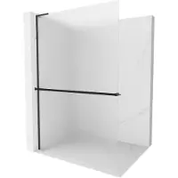 Mexen Kioto+ L douchescherm met plank Walk-in 80 x 200 , matglas, zwart - 800-080-123-70-30