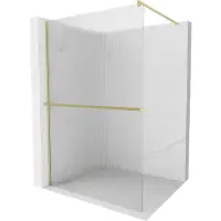 Mexen Kioto+ douchewand met plank Walk-in 100 x 200 , strepen, goud geborsteld - 800-100-121-55-09