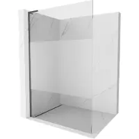Mexen Kioto L douchewand Walk-in 100 x 200 , transparant/mat glas, geborsteld geweergrijs - 800-100-103-66-35