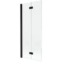 Mexen Mist badwand 2-delig links 80 x 150 , transparant, zwart - 8A9-080-002-70-00-L