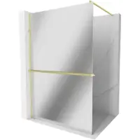 Mexen Kioto+ douchescherm met plank Walk-in 140 x 200 , spiegel, goud geborsteld - 800-140-121-55-50