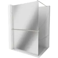 Mexen Kioto+ douchewand met plank Walk-in 130 x 200 , spiegel, geborsteld nikkel - 800-130-121-97-50