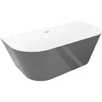 Mexen Oval Slim vrijstaande tegen de muur liggende badkuip 170 x 80 , wit/grijs, overloop geborsteld nikkel - 52661708062-97