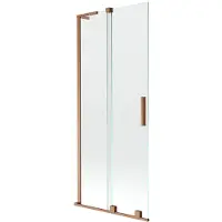 Mexen Velar L badwand tweedelige schuifwand 80 x 150 , transparant, geborsteld koper - 896-080-003-01-65