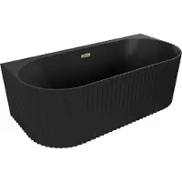 Mexen Sella vrijstaande gegroefde wandbad 150 x 75 , zwarte mat, gouden overloop - 52711507571-50