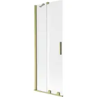Mexen Velar badwand scherm 2-delig schuifbaar 70 x 150 cm, matglas, geborsteld goud - 896-070-000-31-55