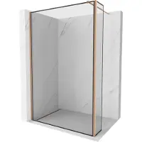 Mexen Kioto douchewand Walk-in 130 x 40 , zwarte lijst, geborsteld koper - 800-130-212-65-70-040