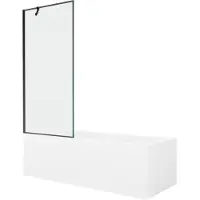 Mexen Cubik rechthoekig bad 150 x 70 met ombouw en 1-vleugelig scherm 80 , zwart patroon - 550315070X9508007070
