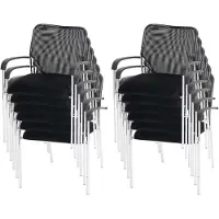 MCW Set van 12 bezoekersstoelen Tulsa, stapelbare conferentiestoel, stof/textiel ~ zitting zwart, rugleuning zwart