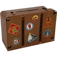 SANTEX Enveloppendoos/geldboxA koffer - Bruiloft - bruin - karton - 24 x 16 cm - Feestdecoratievoorwerp