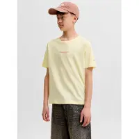 Jack & Jones JUNIOR T-shirt met backprint lichtgeel Jongens Katoen Ronde hals - maat 152