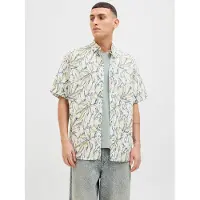 Jack & Jones Overhemd 'JOSHUA' saffier / olijfgroen / wit