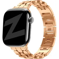 Bandz Stalen 'Oval' bandje geschikt voor geschikt voor Apple Watch 1/2/3/4/5/6/7/8/9/10/11/SE/SE2/SE3 - Maat: 38/40/41/42mm - Rosé Goud