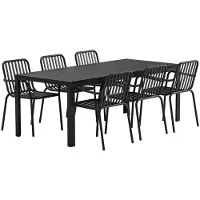 Svea - Clara rechthoekige tuintafel - zwart + 6x Ina tuinstoelen - zwart