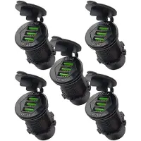 Proride 12V USB Wandcontactdoos Inbouw - 3 USB Poorten - QC3.0 - Blauw - Voor Auto Boot en Camper - 5 stuks