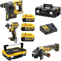 DeWalt DCK305P3T -DCK305P3T Kit van 3 Gereedschappen 18 V-DCH273+DCF887+DCG405+DCB184x3+oplader+TSTAK I &amp; II