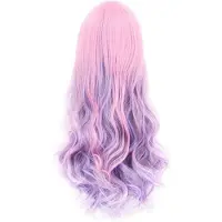 Melitt Regenboog Lang Golvend Cosplaypruik GradiëNt Hittebestendige Vezel Natuurlijk Synthetisch Haar Volledige Hoofdpruik Ombre Feestpruik 70Cm