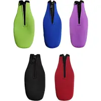 Melitt Isolatiehoes voor Bierflessen, Houdt Drank Koud, Flessenjassen met Rits, Koelhoezen voor Bierflessen, Neopreen Hoes, 5 Stuks