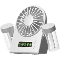 Melitt Dual Sprays Desktop Ventilator Luchtbevochtiger 2-in-1 USB Draagbaar Digitaal Display Water Supplement Sprays Ventilator 1200mAh Wit
