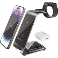 Forcell F-ENERGY Simply Charge 3-in-1 aluminium, compatibel met Apple Watch en Samsung Watch, grijs