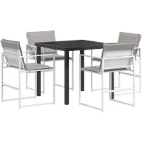 vidaXL Tuin Eettafel Set 5 st Wit en Lichtgrijs Textilene en Staal