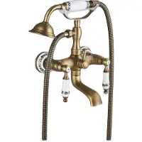 OEM Badkraan voor badkuip, antiek design, systeem met twee handgrepen, antiek messing