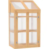 Outsunny kas - dennenhout - kunststof - bruin - 70L x 50B x 120H cm