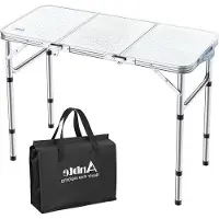 OEM Verstelbare aluminium reistafel - geschikt voor strand, balkon en picknick - afmetingen: 87,5 x 40,2 x 68,5 cm - wit