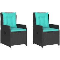vidaXL Liggende tuinstoelen 2 stuks zwart polyrotan