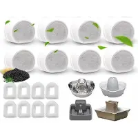 OEM Kattenfonteinfilter - 16 stuks - Actieve kool - Hoog filtervermogen - Inclusief bevestigingsset - Geschikt voor Sedona, Avalon, Pagoda en Petsafe Drinkwell 360 (roestvrij staal)