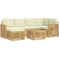 Syfax Buiten bankenset 7 pcs Wit en crèmekleurig Polyester