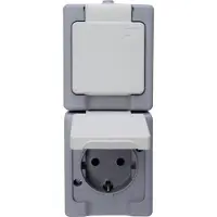 Kopp beschermcontactstopcontact, 2-voudig, inbouw, voor vochtige ruimtes, standaardmodel