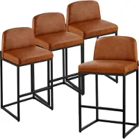 Vevor Barkrukken Barkrukken 4 stuks (925 mm hoog) Keukenstoel van PU-leer met rugleuning en metalen frame