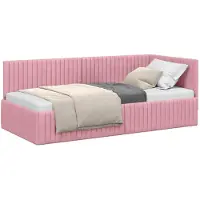 vidaXL Hoek Bed Frame met hoofdeinde Roze 90 cm x 200 cm Fluweel
