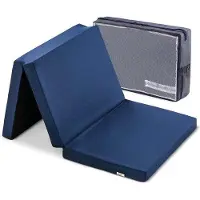 Markenlos Comfortabele slaapmat 120 x 60 cm, 6 cm dik - marineblauw - ademend en wasbaar, met draagtas - Co slaapmat