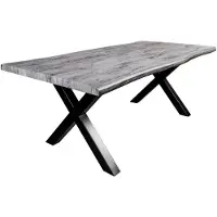 Meublorama Eettafel RIVET 160 cm in grijs houteffect en zwart metaal