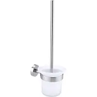 Markenlos Toiletaccessoireset, glas en verchroomd roestvrij staal, voor wandmontage zonder boren, inclusief reinigingsspray, 145 x 112 x 379 mm