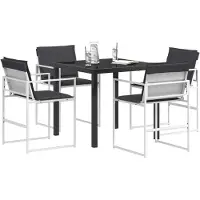 vidaXL Tuin Eettafel Set 5 st Wit en antracietkleurig