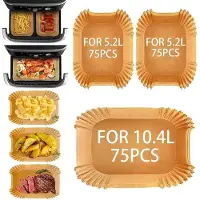 OEM Luchtfriteerpapier voor een airfryer met twee zones, 225 stuks, geschikt voor een inhoud van 10,4 liter, rechthoekige vorm