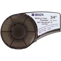 Brady M21-750-430-WT-CL tape polyester | wit op transparant | 19,1mm x 6,40m